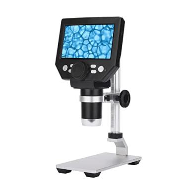 Imagem de GFONIX Adaptador de microscópio G1000 microscópio eletrônico digital 4,3 polegadas display LCD 8MP 1-1000X acessórios de microscópio contínuo (cor: suporte de metal)