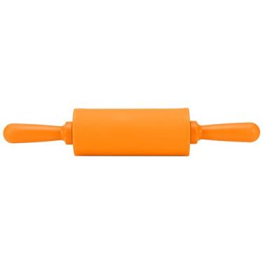 Imagem de Rolo de massa de silicone antiaderente de 22,86 cm, mini rolo de massa de silicone, pequeno rolo de massa para crianças que assam (laranja)