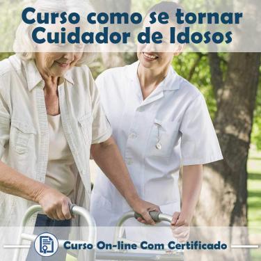 Imagem de Curso online em videoaula de como se tornar Cuidador de Idosos na Prática com Certificado + 2 brindes