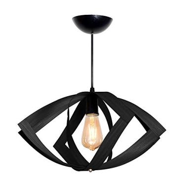 Imagem de Pendente Ultraleve Íris Madeira Ébano Lustre 40Cm Luminária Rústica E27 110V/220V (Bivolt) Teto Interno Quarto Sala