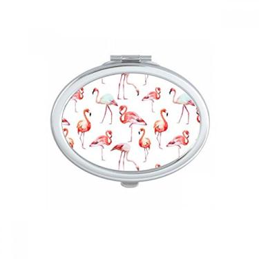 Imagem de Óculos de dois lados com estampa de flamingo, rosa, branco, oval, dobrável e portátil