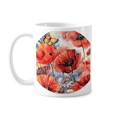 Imagem de Caneca colorida de borboleta com flores Caneca de cerâmica copo de porcelana de café