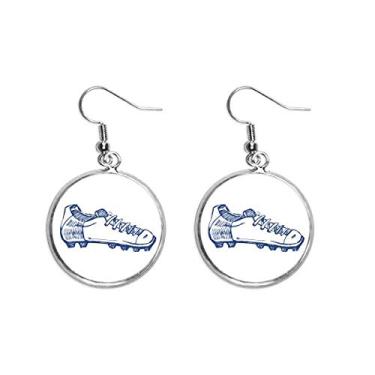 Imagem de Tênis de futebol de desenho animado azul padrão orelha pendurado prata brinco joia feminina