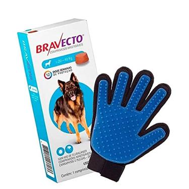 Imagem de Bravecto Antipulgas e Carrapatos Para Cães 20 a 40Kg + Luva Soft Pet Mascotito Azul