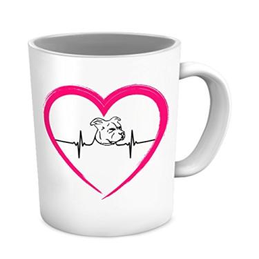 Imagem de Caneca de café Pit Bull - My Heart Beats For Pit Bulls - Caneca de coração - Caneca de coração Pit Bull - Copos Pit Bull