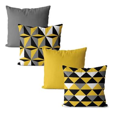 Imagem de Kit 4 capas de almofadas geométrica amarelo e cinza II 42x42