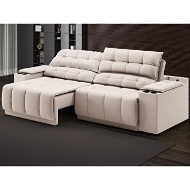 Imagem de Sofá com Usb Retrátil e Reclinável Samurai Areia 2,00m