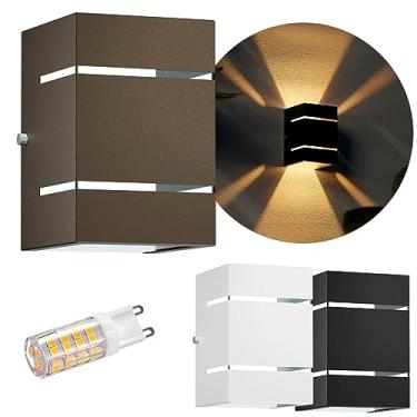 Imagem de Arandela Frisos E Facho Externa + Led G9 5w Mf115 (Marrom, Branco Quente)
