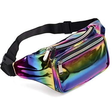 Imagem de Mochila feminina Rianbow preta de ouro cascalho rosa tubarão para festas rave festivais de viagem, Rainbow