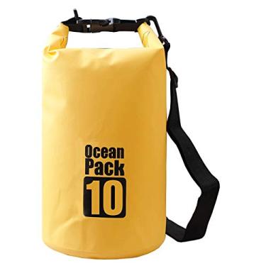 Imagem de ProOffer 2L/3L/5L/10L/15L/20L/30L 500D Bolsa seca à prova d'água de PVC para caiaque/barco/canoagem/pesca/rafas/natação/acampamento/snowboard, Amarelo, 10L