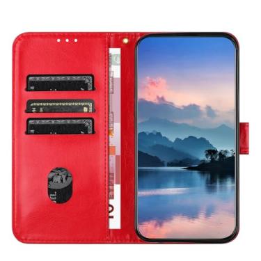 Imagem de Wallet Case Compatible with Samsung Galaxy J3 2015/J310/J3 2015/2016 for Women and Men,Flip Leather Cover with Card Holder, Shockproof TPU Inner Shell Phone Cover & Kickstand (Size : Rojo)