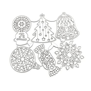 Imagem de Estêncil de corte de metal com tema de Natal, estêncil de corte para papel de relevo faça você mesmo, para fazer scrapbooking de couro, cartões, matrizes de corte de metal para fazer cartões,