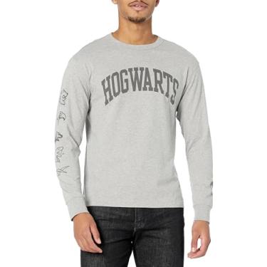 Imagem de Reebok Camiseta unissex Harry Potter de manga comprida, cinza mesclado médio, tamanho M