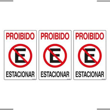 Imagem de Combo 3 Placas De Sinalização Proibido Estacionar 20x30 Ekomunike - P-1 F9e