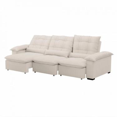 Imagem de Sofá 4 Lugares Retrátil e Reclinável Porto Belo Linho Natural 290 cm