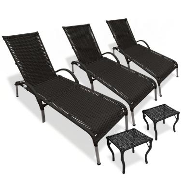 Imagem de Kit 3 Cadeiras/Espreguiçadeiras Julia + 2  Mesa P/ Piscina