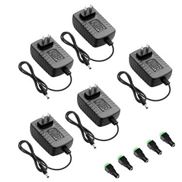 Imagem de ALITOVE Cabo conversor adaptador de fonte de alimentação 5V 3A, pacote com 5, 5,5 mm x 2,5 mm 2,1 mm ponta CA 100 V~240 V a CC 5 V 3000 mA 2500 mA 15W para WS2812B WS2811 LED Pixel Light CCTV Camera USB-HUB Wireless Router