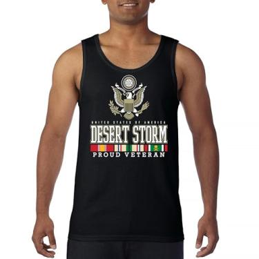 Imagem de Camiseta regata masculina Desert Storm Proud Veteran Army Gulf War Operation Served DD 214 Veterans Day Patriot, Preto, GG