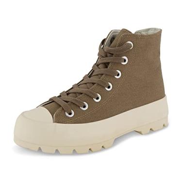 Imagem de CUSHIONAIRE Women's Vespa high top Canvas Sneaker +Memory Foam and Side Zipper, Olive 6.5