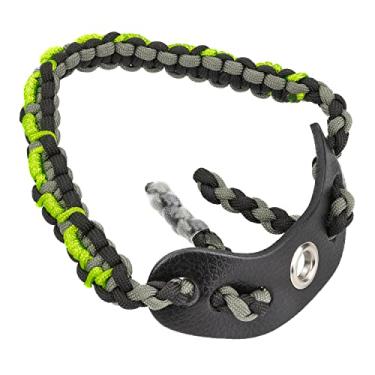 Imagem de SUNYA Alça de pulso com arco de tiro, alça de paracord 550 confortável na mão. Pala de couro de flor integral 100%, várias cores camufladas. Ajuste estabilizador de arco composto e recurvo. (Ingram-1)