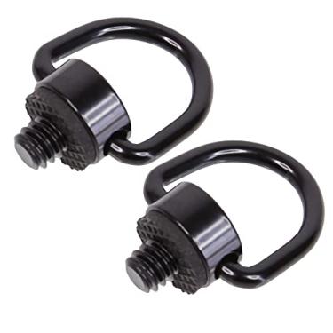 Imagem de Foto&Tech Parafuso de anel D acolchoado de borracha de aço inoxidável 1/10.2 cm-20, anel em forma de D, para alças de ombro, alças de pulso, bastões de selfie, gimbals (2 peças, preto)