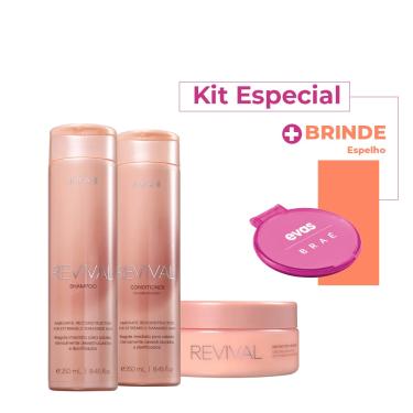 Imagem de Kit Braé Revival Shampoo Condicionador Máscara e Espelho Colab (4 produtos)