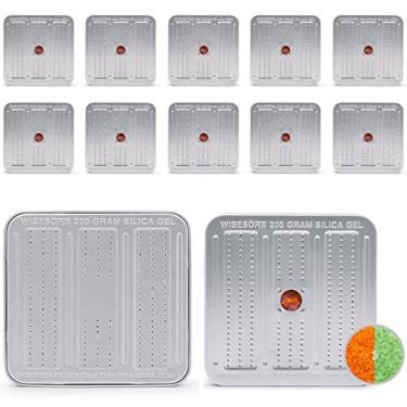 Imagem de Wisesorb 200 gramas pacote com 10 desumidificador seguro para armas, desumidificador de gel de sílica reutilizável, recipiente dessecante de gel de sílica (laranja a verde)