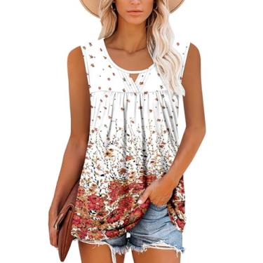 Imagem de MODARANI Camisas casuais de verão para mulheres, túnica rodada, blusas florais, A D-branco-laranja, GG