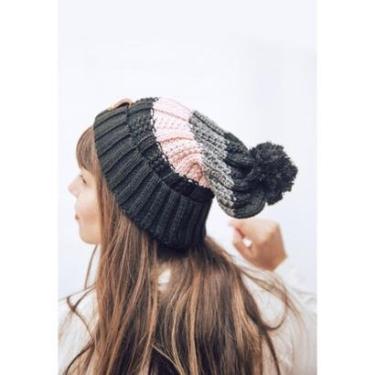 Imagem de Gorro Feminino Touca em Tricô com Listras e Pompom-Feminino