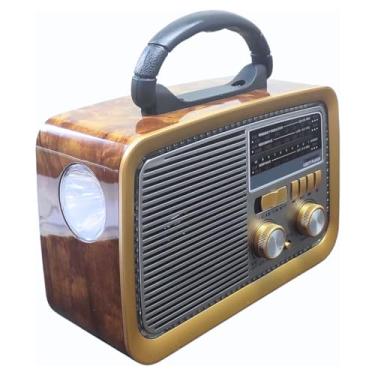 Imagem de Rádio AM FM Retrô Vintage Portátil Bluetooth Bateria Recarregável Bivolt 110v 220v A-3188 Antigo a Tomada e Pilha com Lanterna Univerza (Marrom-claro)