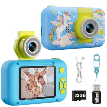 Imagem de Câmera Infantil ARNSSIEN para Meninos e Meninas de 3 4 5 6 7 8 9 10 11 12 Anos, Câmera Digital para Crianças, Presente de Natal e Aniversário, Câmera de Vídeo Selfie com Cartão TF de 32GB.