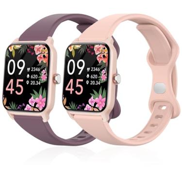 Imagem de Lzwldan Pacote com 2 pulseiras de relógio finas compatíveis com relógio inteligente Woneligo/Fitpolo IDW13, pulseira de substituição de silicone macio para relógio FITVII