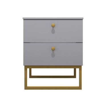 Imagem de Mesa de Cabeceira Industrial MDF com Pés Metalon Dourado PlanCasa