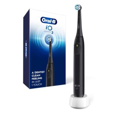 Imagem de Oral-B Escova de dentes elétrica recarregável iO Series 2, preta noturna com 1 cabeça de escova de cuidado suave - sensor de pressão automático para proteger as gengivas - 3 modos - temporizador de 2