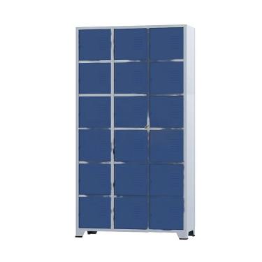 Imagem de Armário Roupeiro De Aço 18 Portas Para Vestiário Academia Locker Azul Marinho com Chave
