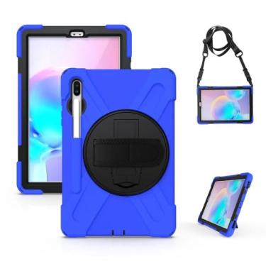 Imagem de Capa resistente para tablet Samsung Galaxy Tab S6 10,5 polegadas 2019 T860 T865 T867 suporte giratório PC capa à prova de choque (azul, S6 T865 T860 T867)