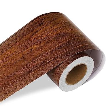 Imagem de LaCheery 15,2 m x 7,62 cm Papel de parede de grão de madeira marrom borda descascar e c...