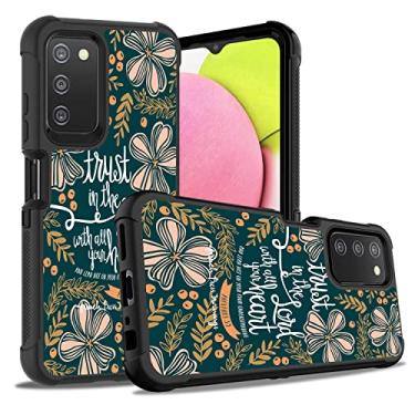 Imagem de ZXHSBROK Capa para celular Galaxy A03S, versículo bíblico cristão provérbios 3:5 design resistente 3 em 1 plástico rígido híbrido e silicone macio à prova de choque capa de proteção contra quedas para