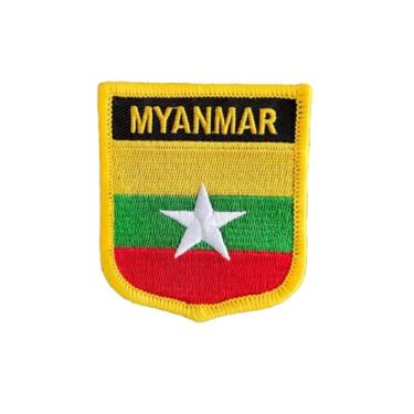 Imagem de Ruoming 1 PÇ Patch de bandeira de Mianmar bordado a ferro ou costurar em bordado tático militar nacional Mianmar (Myanmar)*