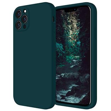 Imagem de FireNova Capa projetada para iPhone 12 Pro Max, capa de silicone [proteção da câmera] com forro de microfibra macio antiarranhões, 17 cm, azul-petróleo