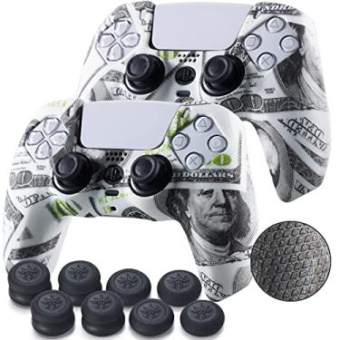 Imagem de YoRHa Película de silicone com textura aderente para controle PS5 x 2 (dólares americanos) com 8 empunhaduras para polegar