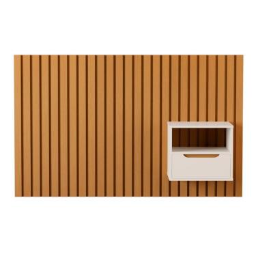 Imagem de Cabeceira Ripada Cama de Solteiro Pavia Nature Pérola