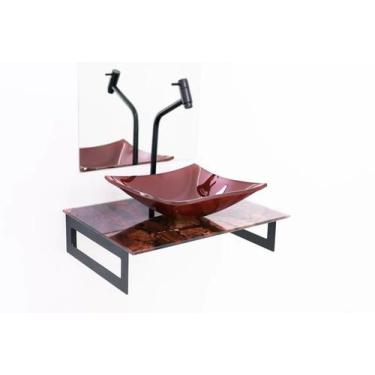 Imagem de Gabinete de vidro 50cm para banheiro chipre mármore avermelhado ek - E