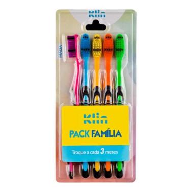 Imagem de Kit Escova Dental 5 unid Pack Família - Cerdas Macia - Klin, Colorido