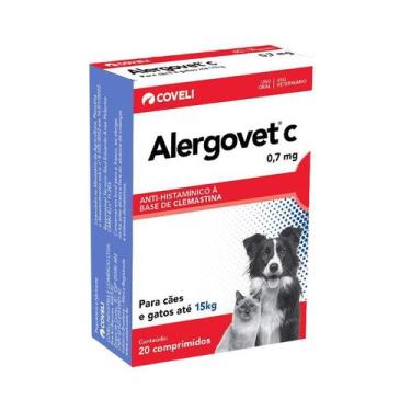 Imagem de Antialérgico Alergovet Coveli para Cães e Gatos 20 Comprimidos - 0,7mg