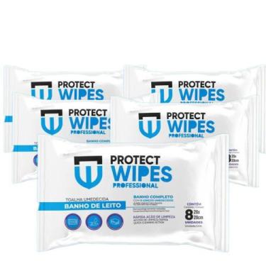 Imagem de Pano Lenço Toalha Umedecida Higiene Corporal Banho No Leito KIT com 5 