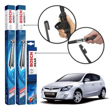 Imagem de Kit 3 Palhetas Dianteiras + Traseira Original Bosch Hyundai I30 2010 a