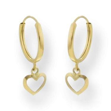 Imagem de Brinco De Ouro 18k Argola Com Coração - Elegancy Joias