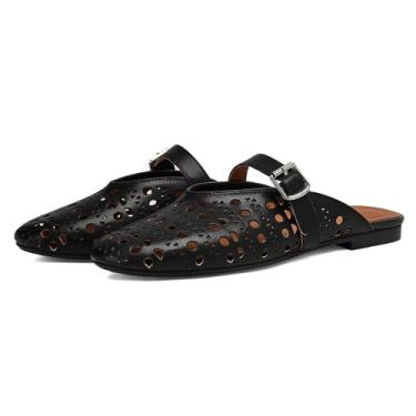 Imagem de Longwenxuan Sandálias de malha para mulheres, sandálias rasteiras femininas fechadas arrastão vazadas com tira ajustável no tornozelo sandálias elegantes de verão sandálias de salto baixo ultra