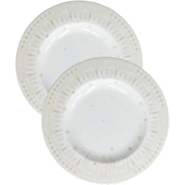 Imagem de Jogo Prato Sobremesa Lanche 4Pçs 4 Pessoas Natal Noel 21cm